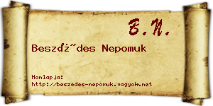 Beszédes Nepomuk névjegykártya